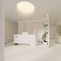 Modern Beauty Hair Salon Interior With Green Chair White Sofa And Oval Decor