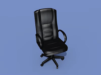 Black Leather Office Chair With High Back Armrests And Wheeled Base 3d model