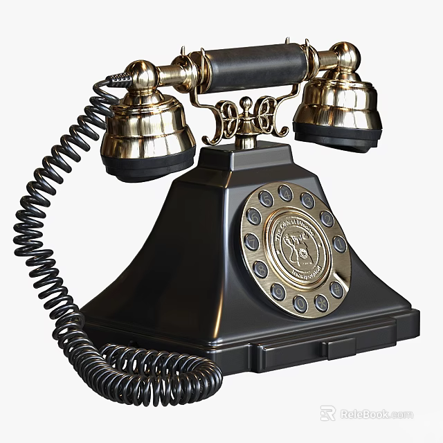 Vintage Rotary Dial Telephone With Classic Design For Home Living 3d model 