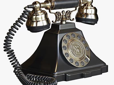 Vintage Rotary Dial Telephone With Classic Design For Home Living 3d model