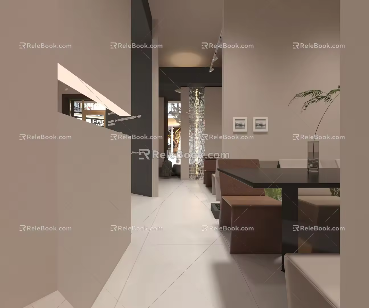 Studio Door Head Simple Style No Main Lamp Advanced Sense Bar Counter Stairwell Water Bar Rest Area Reception Area Window 3d model