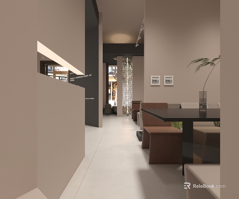 Modern Bridal Shop Interior With Reception Seats Green Plant And White Walls 3d model 