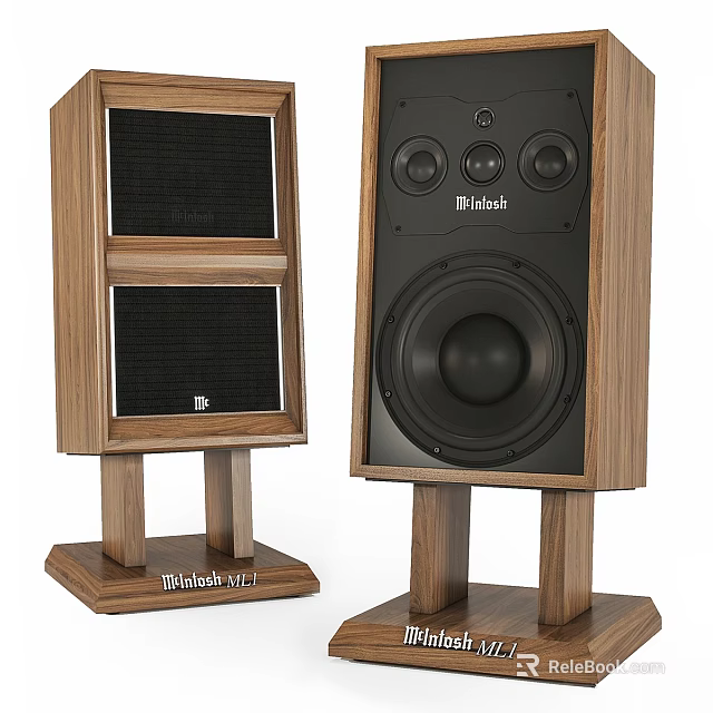 Bluhb Speakers Featuring Wooden Enclosures Multiple Speaker Drivers And Stands 3d model 