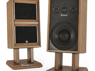 Bluhb Speakers Featuring Wooden Enclosures Multiple Speaker Drivers And Stands 3d model
