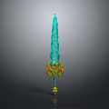Decorative Turquoise Sword With Intricate Patterns And Golden Yellow Hilt Design
