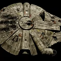 Detailed Industrial Spaceship Model Featuring Cockpit Engine Wing Structure And Metallic Texture