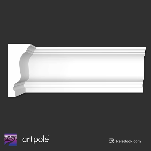 White Architectural Decorative Molding Trim With Curved Design And Smooth Surface 3d model 