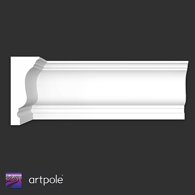 White Architectural Decorative Molding Trim With Curved Design And Smooth Surface 3d model