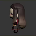 Cartoon Character With Long Brown Hair Red Glasses Red Top Black Skirt And Gold Pendant