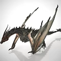 3D Rendered Dragon Model With Detailed Wings Spiked Body And Red Head