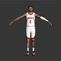 Man Wearing White Rockets Basketball Jersey Number 4 With Red Shorts Tattoos And Arms Outstretched