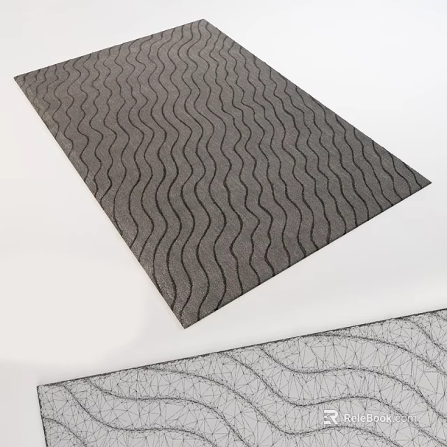 Modern Gray Square Carpet With Stylish Wavy Pattern And Soft Texture For Home Decor 3d model