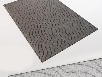 Modern Gray Square Carpet With Stylish Wavy Pattern And Soft Texture For Home Decor 3d model