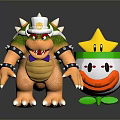 Spiked Turtle With White Hat Green Orange Shell Metal Wristbands And Yellow Star In Pot