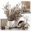 Modern Decorative Ornament Set With Vase Mirror Candle Book Foliage And Metallic Accents
