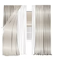 Beige Fabric Curtains With Sheer Layers And Natural Light Through Window