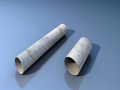 Two White Corrugated Pipes Placed on Blue Background with Smooth Surface 3d model
