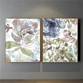 Watercolor Botanical Paintings Set With Purple Pink Green Floral Patterns Artworks