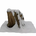 Weathered Tree Stump Garden Ornament Covered With Fresh Snow For Outdoor Winter Decor