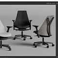 Modern Office Chairs With Multiple Styles Ergonomic Design And Swivel Wheels 3d model