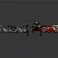 Vintage Classic Motorcycle Models Collection With Sidecar Various Colors And Detailed Designs
