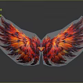 Stunning Red Orange Feather Wings Shaped Wall Decor for Modern Home Interior Design 3d model