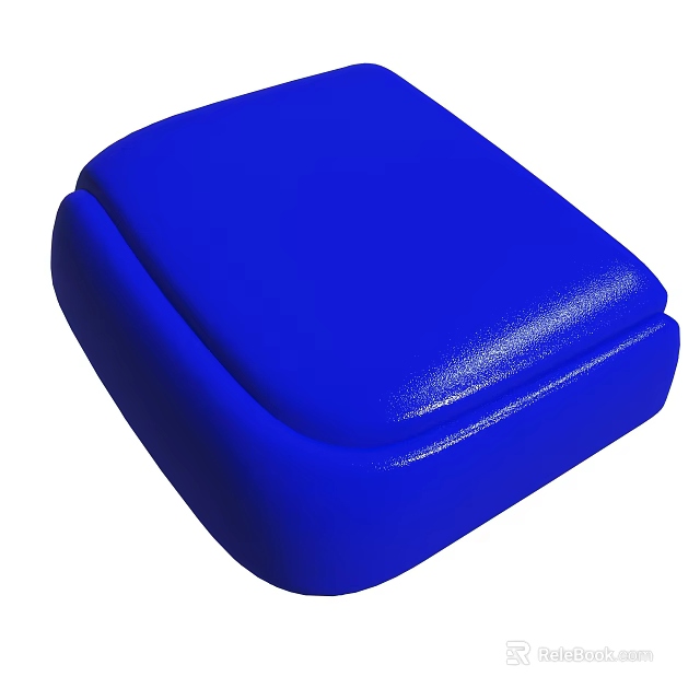 Blue Square Padded Seat Cushion With Smooth Surface And Upholstered Design 3d model 