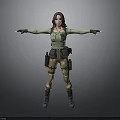 Woman In Green Top Brown Tactical Pants With Tactical Gear And Arms Outstretched