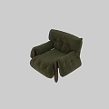 Comfortable Green Plush Leisure Chair With Wooden Arms And Vintage Design
