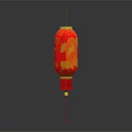 Traditional Chinese Red Lantern With Yellow Patterns For Home Furniture Decor