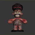 Cartoon Chef Figurine With Tall Hat Big Mustache Red Body And Base