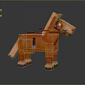 Stylized Pixel Art Orange Horse Creature Character in 3D Digital Game Render 3d model