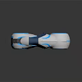 Futuristic Space Exploration Vehicle With White Blue Design And Large Circular Aerodynamic Wheels