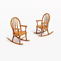 Two Classic Wooden Rocking Chairs With Traditional Design And Smooth Rockers