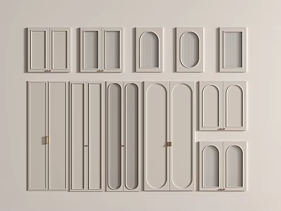 Various Interior Door Designs With Different Shapes And White Frames 3d model