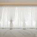 White Sheer Curtains With Scalloped Edges And Tiebacks In Modern Interior