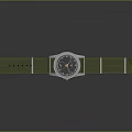 Classic Watch With Green Nylon Strap Blue Dial Analog Display And Stainless Steel Case