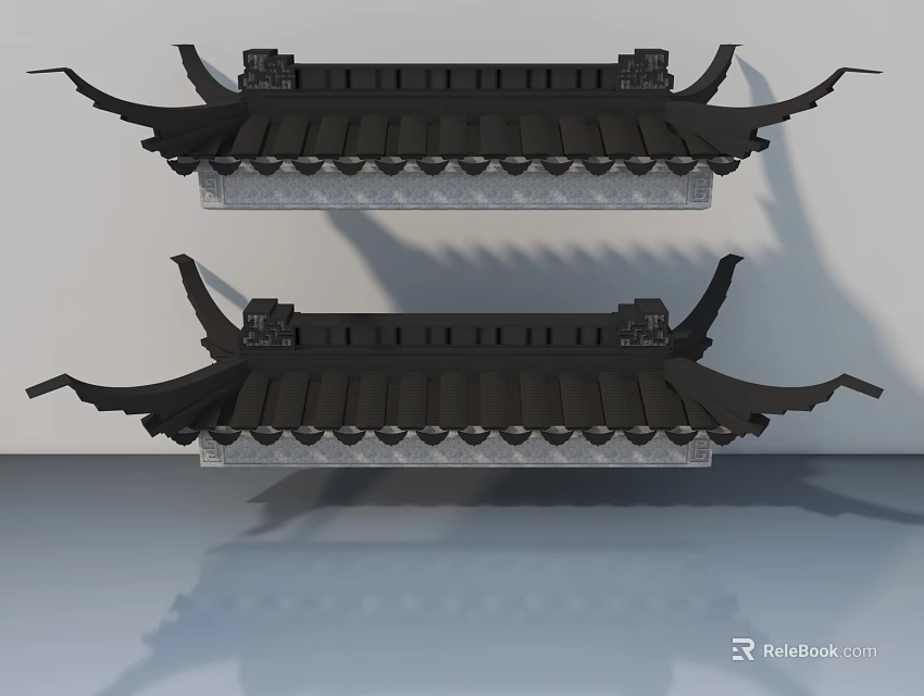 Modern Chinese Sofa And Coffee Table Set With Black Frame Gray Cushion And Reflection 3d model