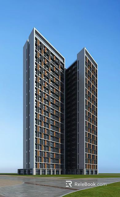 Modern High Rise Residential Building With Glass Windows And Contemporary Exterior Design 3d model 