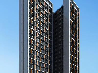 Modern High Rise Residential Building With Glass Windows And Contemporary Exterior Design 3d model