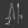 Futuristic Sci Fi Gun Weapon With Blue Accents And Mechanical Parts