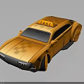 Orange Taxi Car With Roof Top TAXI Sign And Modern Checkerboard Design