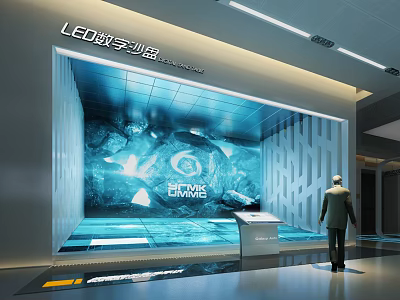 LED Digital Sand Table In Modern Exhibition Hall With Interactive Screen And Dynamic 3d model