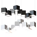 Modern Geometric Cube Shaped Chandeliers Black White Gray Cluster Pendant Lighting 3d model