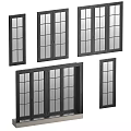 Black Framed Glass Windows And Doors With Grid Design Multiple Styles And Sizes 3d model