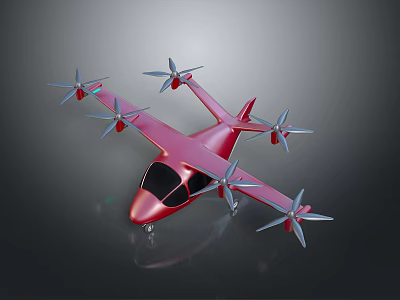Red Multiple Rotor Space Exploration Vehicle With Advanced Aerodynamic Design 3d model
