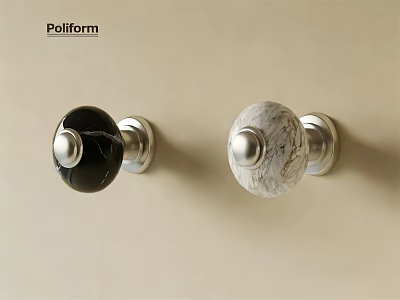 Decorative Furniture Knobs With Black And White Marble Texture And Metal Base 3d model