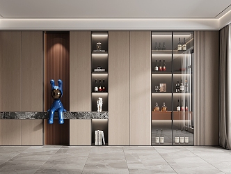 Italian Light Luxury Wine Cabinet Decorative Cabinet 3d model