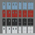 Blue Red Black White Doors With Single And Double Panel Designs 3d model
