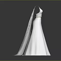 White V Neck Wedding Dress With Belt And Floor Length Skirt On Grey Background